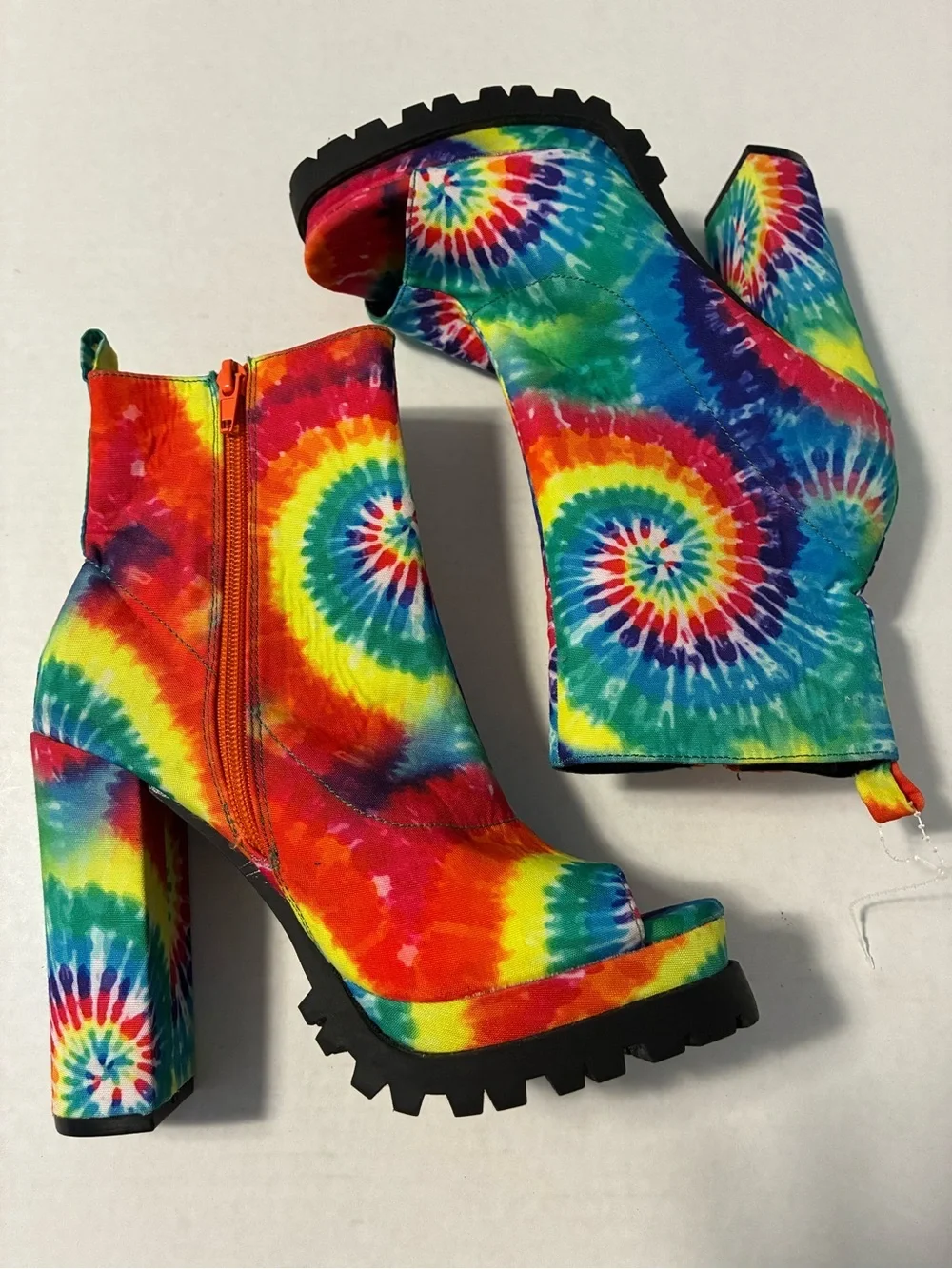 Mata Tie Dye Open Toe Chunky Platform Heel Ankle Boots New Women’s size 5.5